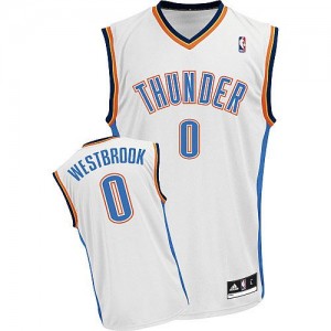 Maillot NBA Oklahoma City Thunder #0 Russell Westbrook Blanc Adidas Authentic Home - Enfants