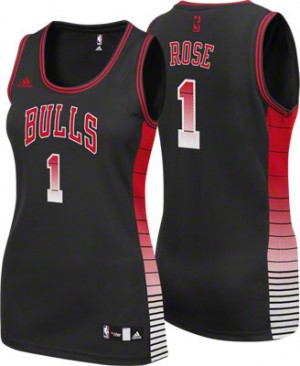 Maillot NBA Chicago Bulls #1 Derrick Rose Noir Adidas Swingman Vibe - Femme
