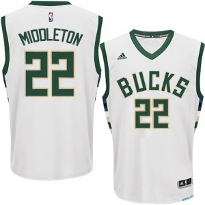 Maillot NBA Blanc Khris Middleton #22 Milwaukee Bucks Home Swingman Homme Adidas