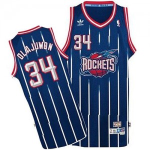 Maillot NBA Bleu marin Hakeem Olajuwon #34 Houston Rockets Throwback Swingman Homme Adidas