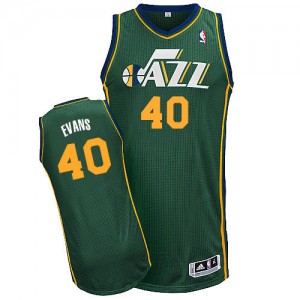 Maillot NBA Utah Jazz #40 Jeremy Evans Vert Adidas Authentic Alternate - Homme
