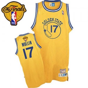 Maillot Authentic Golden State Warriors NBA Throwback 2015 The Finals Patch Or - #17 Chris Mullin - Homme