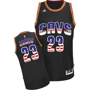 Maillot Authentic Cleveland Cavaliers NBA USA Flag Fashion Noir - #23 LeBron James - Homme