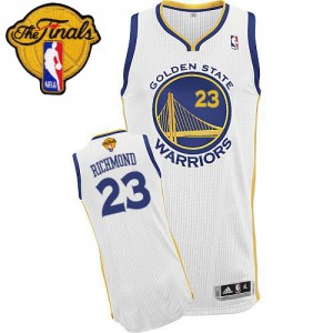Maillot NBA Blanc Mitch Richmond #23 Golden State Warriors Home 2015 The Finals Patch Authentic Homme Adidas