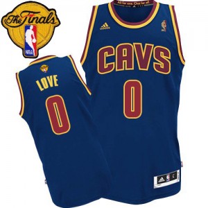 Maillot NBA Cleveland Cavaliers #0 Kevin Love Bleu marin Adidas Authentic CavFanatic 2015 The Finals Patch - Homme