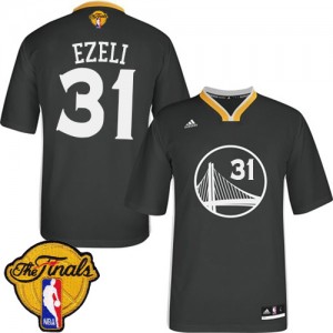 Maillot NBA Noir Festus Ezeli #31 Golden State Warriors Alternate 2015 The Finals Patch Authentic Homme Adidas