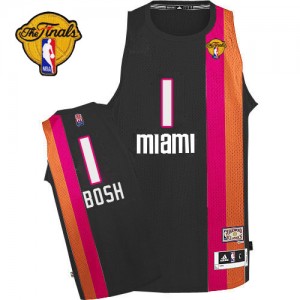 Miami Heat Chris Bosh #1 ABA Hardwood Classic Finals Patch Authentic Maillot d'équipe de NBA - Noir pour Homme