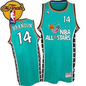 Maillot NBA Authentic Terrell Brandon #14 Cleveland Cavaliers 1996 All Star Throwback 2015 The Finals Patch Bleu clair - Homme