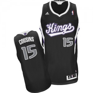 Sacramento Kings #15 Adidas Alternate Noir Swingman Maillot d'équipe de NBA la vente - DeMarcus Cousins pour Homme