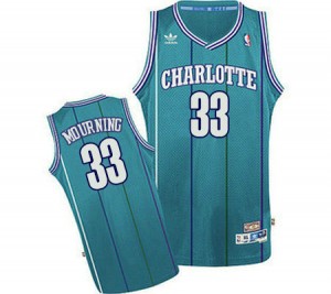 Charlotte Hornets #33 Adidas Throwback Bleu clair Swingman Maillot d'équipe de NBA la vente - Alonzo Mourning pour Homme