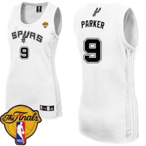 San Antonio Spurs #9 Adidas Home Finals Patch Blanc Authentic Maillot d'équipe de NBA prix d'usine en ligne - Tony Parker pour Femme