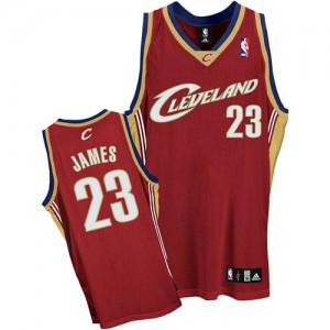 Maillot NBA Vin Rouge LeBron James #23 Cleveland Cavaliers Authentic Homme Adidas