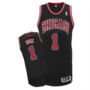 Maillot Adidas Noir Alternate Authentic Chicago Bulls - Derrick Rose #1 - Homme