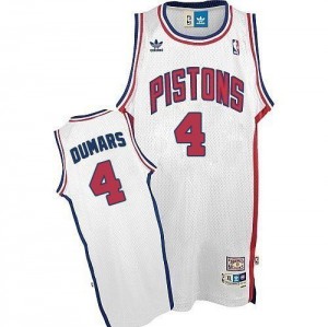 Maillot NBA Detroit Pistons #4 Joe Dumars Blanc Adidas Swingman Throwback - Homme