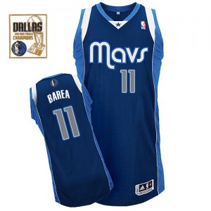 Dallas Mavericks Jose Barea #11 Alternate Champions Patch Authentic Maillot d'équipe de NBA - Bleu marin pour Homme