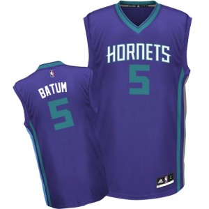 Maillot NBA Violet Nicolas Batum #5 Charlotte Hornets Alternate Authentic Homme Adidas