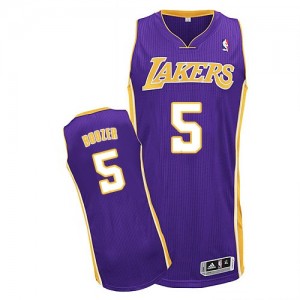 Maillot NBA Violet Carlos Boozer #5 Los Angeles Lakers Road Authentic Homme Adidas