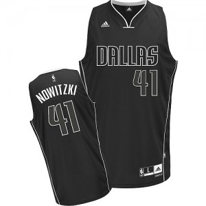 Maillot Adidas Noir Blanc Fashion Swingman Dallas Mavericks - Dirk Nowitzki #41 - Homme