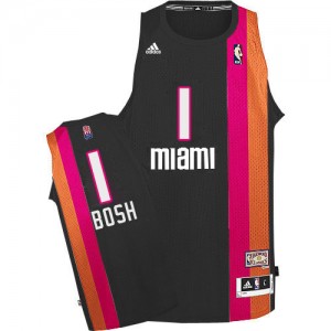 Maillot NBA Noir Chris Bosh #1 Miami Heat ABA Hardwood Classic Swingman Homme Adidas