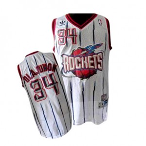 Maillot NBA Houston Rockets #34 Hakeem Olajuwon Blanc Adidas Swingman Throwback - Homme