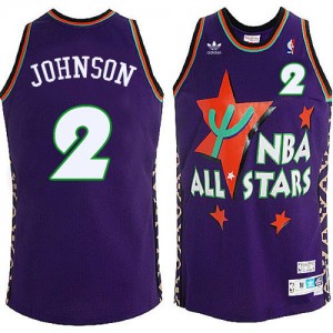 Maillot NBA Charlotte Hornets #2 Larry Johnson Violet Adidas Swingman Throwback 1995 All Star - Homme