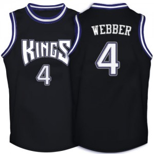 Maillot NBA Noir Chris Webber #4 Sacramento Kings Throwback Authentic Homme Adidas