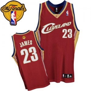 Maillot Adidas Vin Rouge 2015 The Finals Patch Authentic Cleveland Cavaliers - LeBron James #23 - Homme