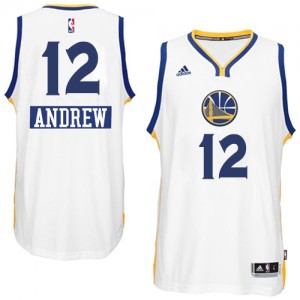 Maillot NBA Golden State Warriors #12 Andrew Bogut Blanc Adidas Authentic 2014-15 Christmas Day - Homme