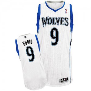 Maillot NBA Minnesota Timberwolves #9 Ricky Rubio Blanc Adidas Authentic Home - Enfants
