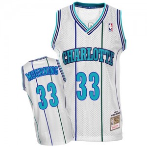 Maillot NBA Charlotte Hornets #33 Alonzo Mourning Blanc Mitchell and Ness Authentic Throwback - Homme