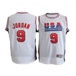 Maillot NBA Authentic Michael Jordan #9 Team USA Throwback Blanc - Homme