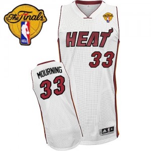 Maillot NBA Swingman Alonzo Mourning #33 Miami Heat Home Finals Patch Blanc - Homme