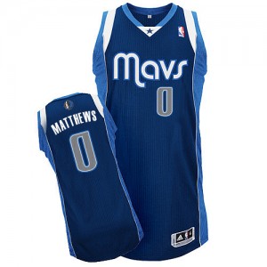 Maillot NBA Bleu marin Wesley Matthews #0 Dallas Mavericks Alternate Authentic Homme Adidas
