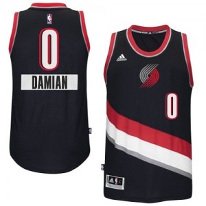 Maillot NBA Portland Trail Blazers #0 Damian Lillard Noir Adidas Authentic 2014-15 Christmas Day - Homme
