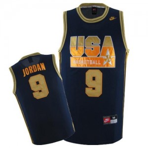 Maillot NBA No. d'or bleu marine Michael Jordan #9 Team USA Authentic Homme Nike