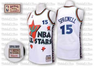 Maillot Adidas Blanc Throwback 1995 All Star Authentic Golden State Warriors - Latrell Sprewell #15 - Homme