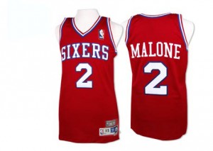Maillot Adidas Rouge Throwback Authentic Philadelphia 76ers - Moses Malone #2 - Homme
