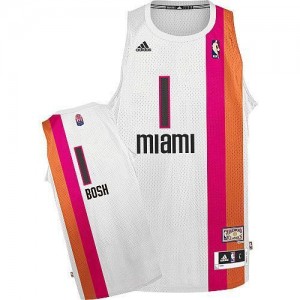 Miami Heat #1 Adidas ABA Hardwood Classic Blanc Swingman Maillot d'équipe de NBA boutique en ligne - Chris Bosh pour Homme