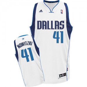 Maillot NBA Blanc Dirk Nowitzki #41 Dallas Mavericks Home Swingman Enfants Adidas