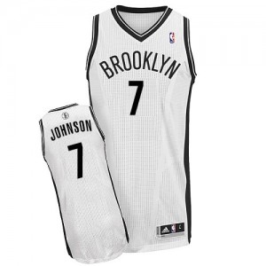 Maillot NBA Brooklyn Nets #7 Joe Johnson Blanc Adidas Authentic Home - Homme