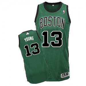 Maillot NBA Boston Celtics #13 James Young Vert (No. noir) Adidas Authentic Alternate - Homme