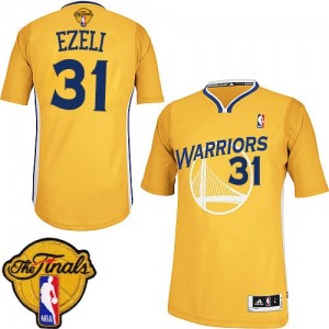 Maillot NBA Golden State Warriors #31 Festus Ezeli Or Adidas Authentic Alternate 2015 The Finals Patch - Homme