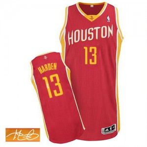 Maillot Adidas Rouge Alternate Autographed Authentic Houston Rockets - James Harden #13 - Homme
