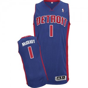 Detroit Pistons Tracy McGrady #1 Road Authentic Maillot d'équipe de NBA - Bleu royal pour Homme