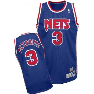 Maillot NBA Authentic Drazen Petrovic #3 Brooklyn Nets Throwback Bleu - Homme