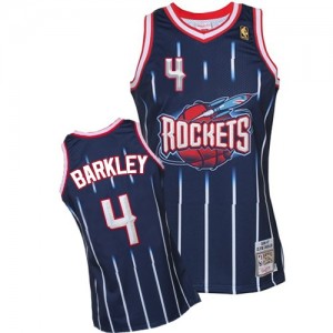 Houston Rockets Mitchell and Ness Charles Barkley #4 Hardwood Classic Fashion Authentic Maillot d'équipe de NBA - Bleu marin pour Homme