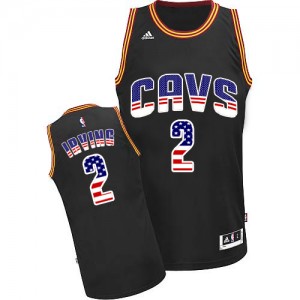 Maillot Authentic Cleveland Cavaliers NBA USA Flag Fashion Noir - #2 Kyrie Irving - Homme