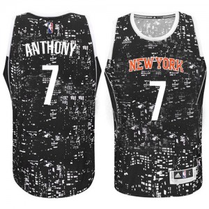 New York Knicks #7 Adidas City Light Noir Authentic Maillot d'équipe de NBA la meilleure qualité - Carmelo Anthony pour Homme