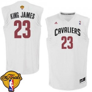 Maillot NBA Authentic LeBron James #23 Cleveland Cavaliers King James 2015 The Finals Patch Blanc - Homme