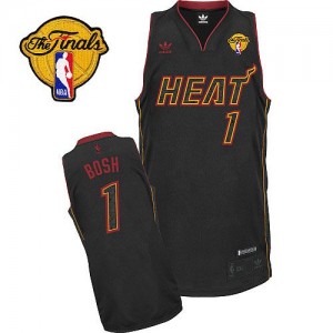 Maillot NBA Miami Heat #1 Chris Bosh Fibre de carbone noire Adidas Swingman Fashion Finals Patch - Homme